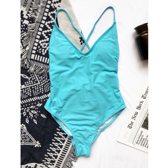 VIAFLY High Waist Sexy Solid High Cut Lace Up Halter One Piece Swimsuit, Size L - Picture 4 of 7